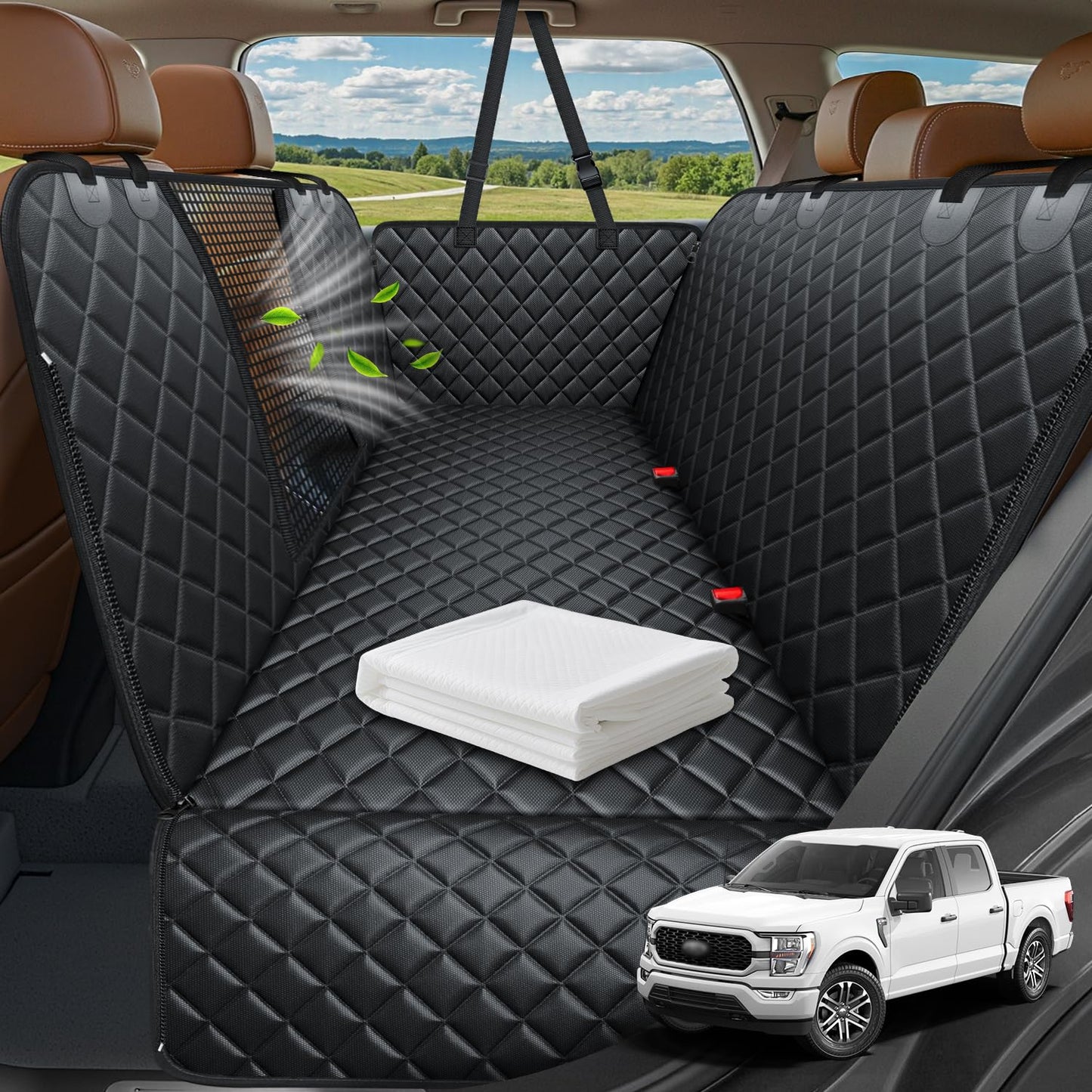 URPOWER Dog Car Seat Cover for Pets 100% Waterproof Seat Cover Hammock 600D Heavy Duty Scratch Proof Nonslip Durable Soft Back Seat Covers for Cars and SUVs