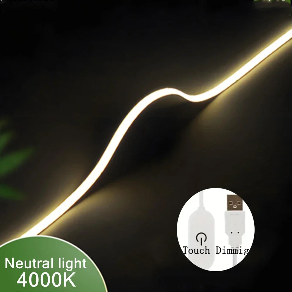 Touch Dimmable 5V USB COB LED Strip Light 5m