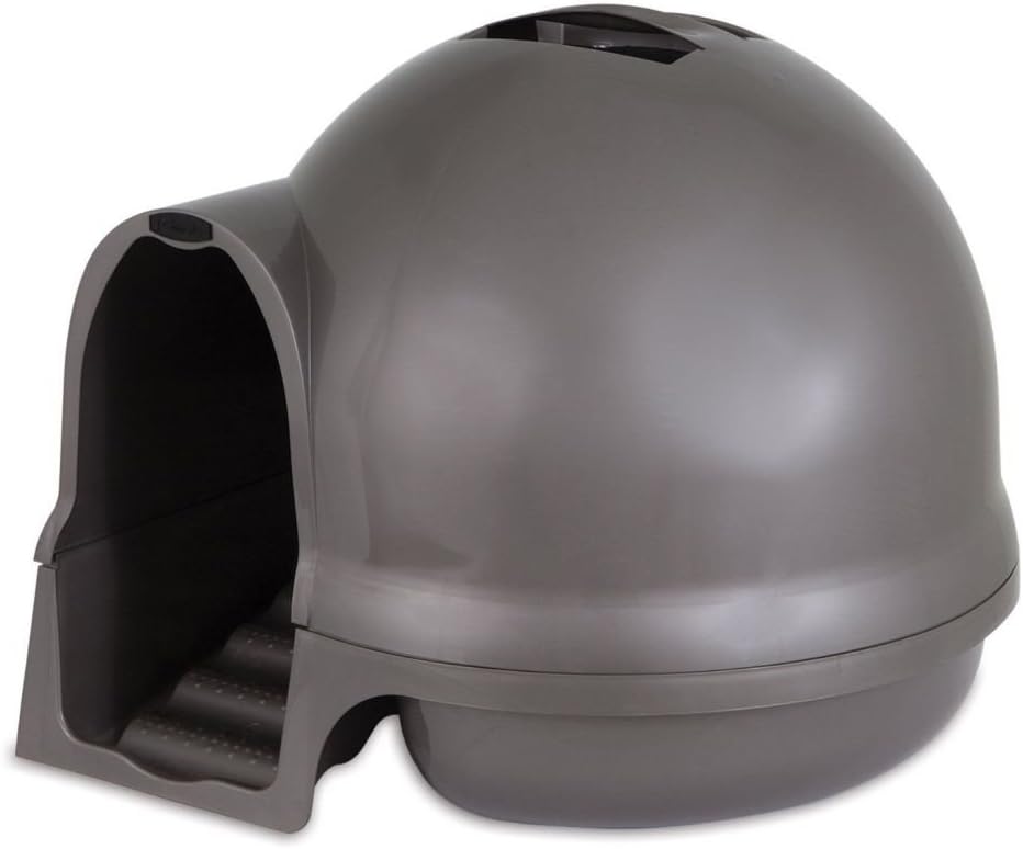 Petmate Booda Clean Step Cat Litter Box Dome (Made in the USA with 95% Recycled Materials)- Brushed Nickel, Made in USA