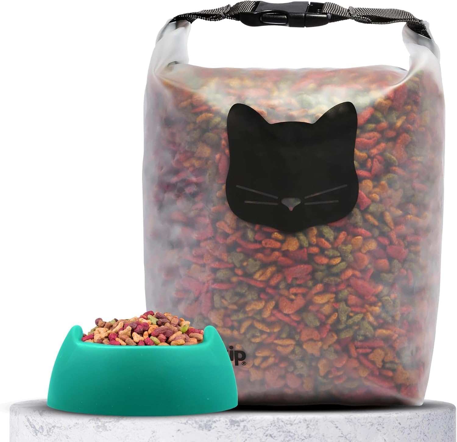 (re)zip Large Roll Top Pet Dry Food Storage Bag 40-Cup, BPA-Free, Food-Grade, Pet-Safe, Freshness Seal for Camping, Long Term Boarding, Travel & Daily Use, Machine Washable, Black