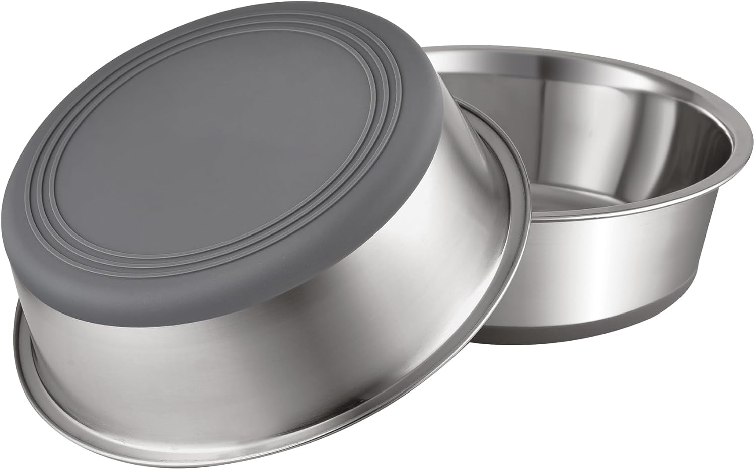 PEGGY11 Nonslip Stainless Steel Dog Bowls, 7.6 US Cup, 2 Count | No slide silicone bottom, Dishwasher safe, Easy to clean, Stackable design