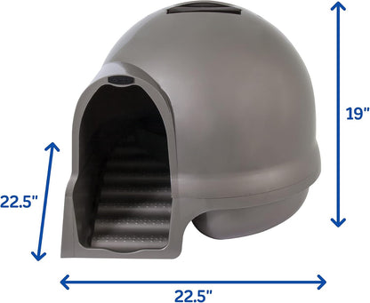 Petmate Booda Clean Step Cat Litter Box Dome (Made in the USA with 95% Recycled Materials)- Brushed Nickel, Made in USA
