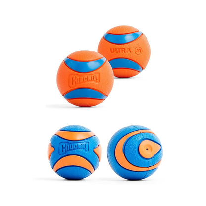 Chuckit! Ultra Ball Dog Toy - Medium Bouncy Fetch Balls For Dogs 20-60 lbs - Made from Durable Rubber - Floating Water Pet Toys - Size Medium - 2.5-inch Diameter - Pack of 4