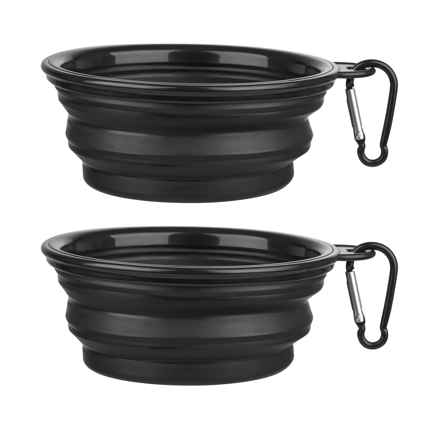 Dog Bowl Pet Collapsible Bowls, 2 Pack for Cats Dogs, Portable Pet Feeding Watering Dish for Walking Parking Traveling with 2 Carabiners (Small, Blue+Green)
