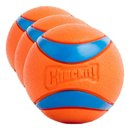 Chuckit! Ultra Ball Dog Toy - Medium Bouncy Fetch Balls For Dogs 20-60 lbs - Made from Durable Rubber - Floating Water Pet Toys - Size Medium - 2.5-inch Diameter - Pack of 4