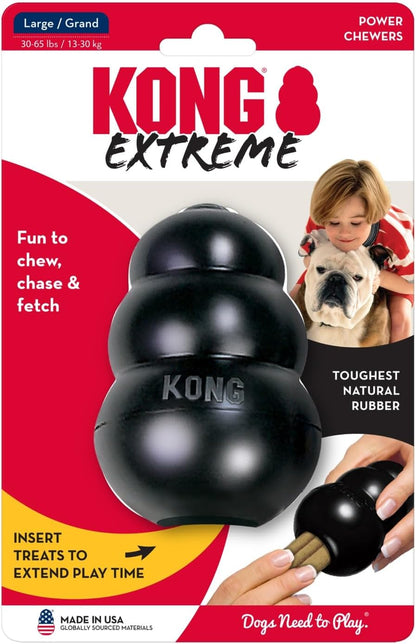 KONG Extreme Dog Toy, Durable Natural Rubber Chew, for Large Dogs | Treat-Filling Chew & Fetch Toy with Erratic Bounce, Made from KONG's Most Durable Natural Rubber for Power Chewers