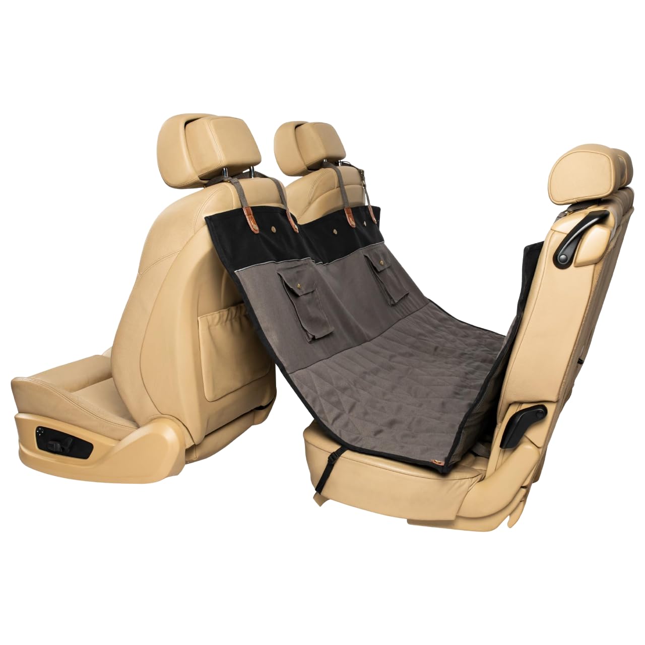 PetSafe Happy Ride Quilted Dog Car Seat Cover, Hammock, Black | Dog Hammock Seat Cover for Car, Scratch-Resistant Quilted, 4 Adjustable Headrest Straps, Nonslip Backing, Machine Washable