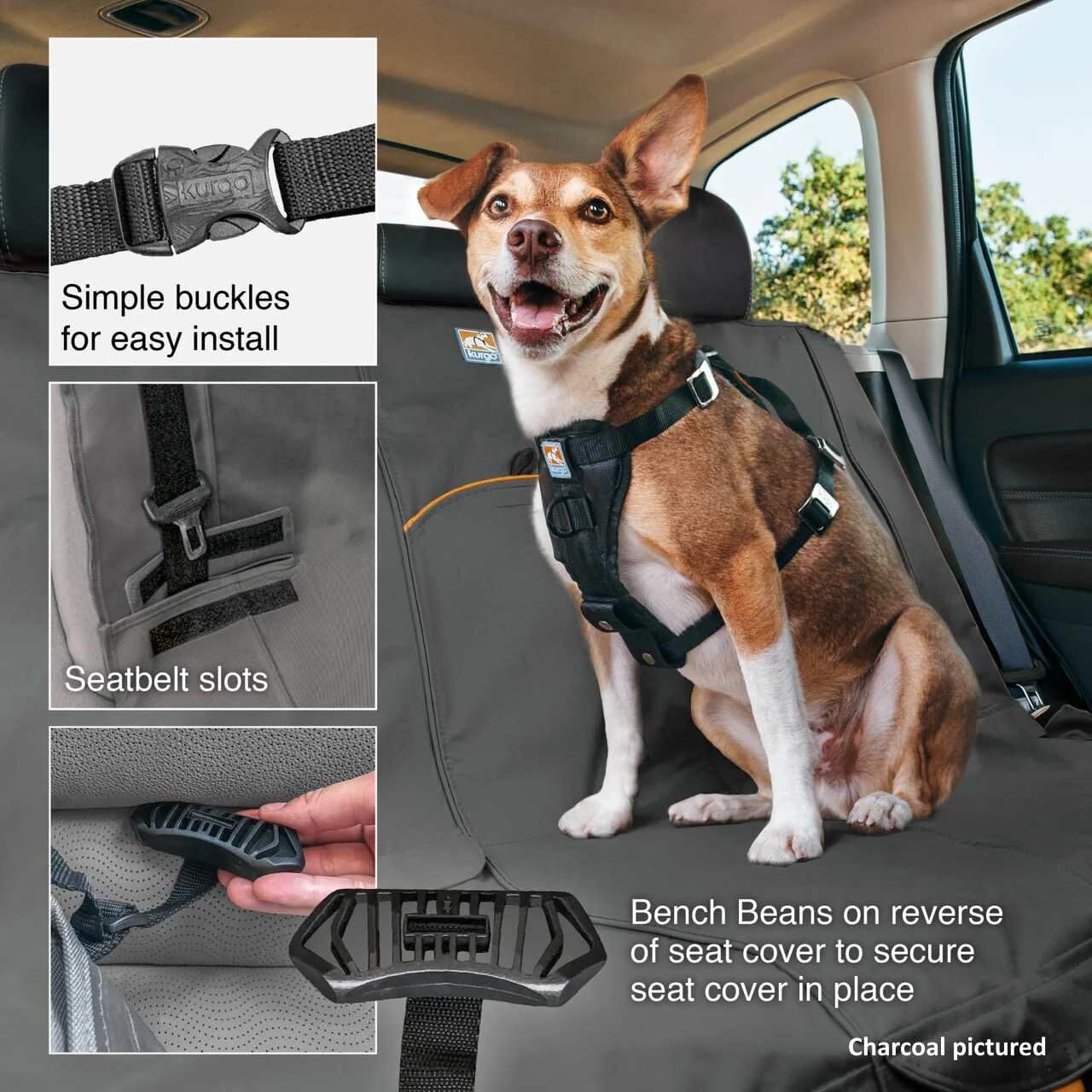 Kurgo Rover Hammock Seat Cover, Black, 55" Wide | Protects Seats from Muddy Paws & Pet Hair, Water & Stain Resistant, Secure Fit, Passenger-Friendly Opening, For Cars & SUVs