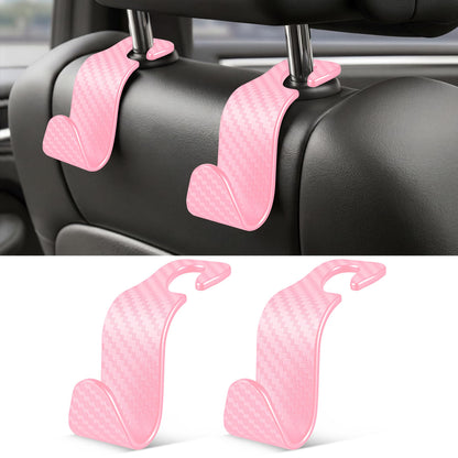 SINGARO Universal 4 Pack Car Seat Headrest Purse Hook, Carbon Fiber Back Seat Hook Storage Organizer Hanger for Purse Handbag Coat, Car Interior Accessories(Black)