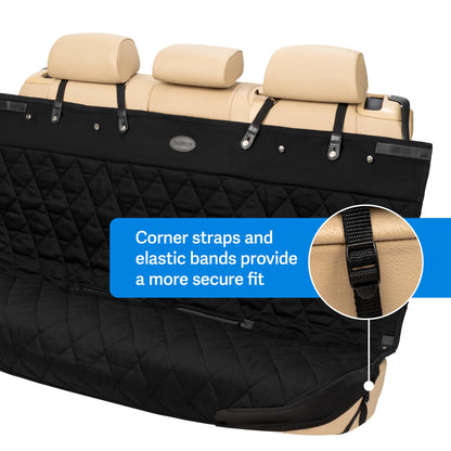 PetSafe Happy Ride Quilted Dog Car Seat Cover, Hammock, Black | Dog Hammock Seat Cover for Car, Scratch-Resistant Quilted, 4 Adjustable Headrest Straps, Nonslip Backing, Machine Washable