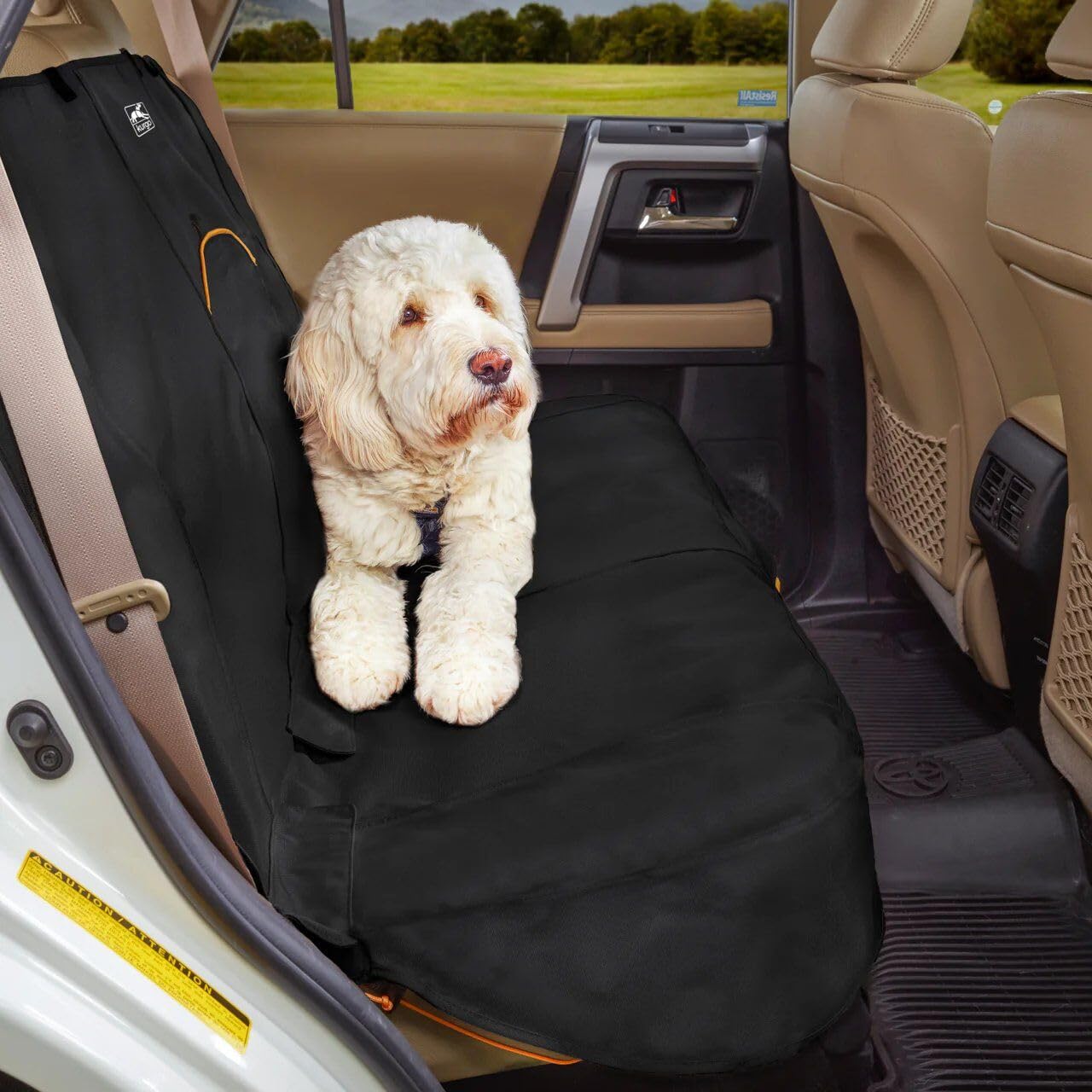 Kurgo Rover Hammock Seat Cover, Black, 55" Wide | Protects Seats from Muddy Paws & Pet Hair, Water & Stain Resistant, Secure Fit, Passenger-Friendly Opening, For Cars & SUVs