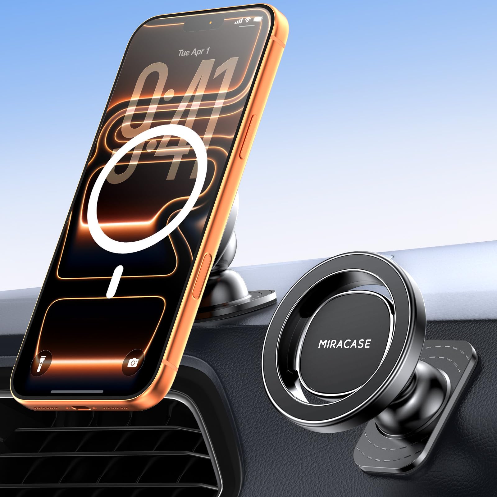 miracase Phone Holders for Your Car with Metal Hook Clip, Air Vent Cell Phone Stand Car Mount, Universal Automobile Cradle Fit for iPhone Android and All Smartphones, Dark Black
