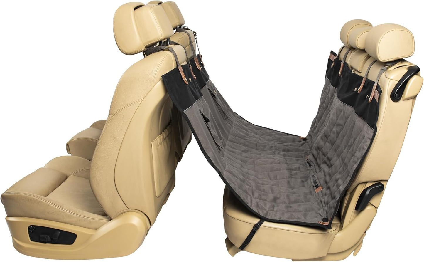 PetSafe Happy Ride Quilted Dog Car Seat Cover, Hammock, Black | Dog Hammock Seat Cover for Car, Scratch-Resistant Quilted, 4 Adjustable Headrest Straps, Nonslip Backing, Machine Washable