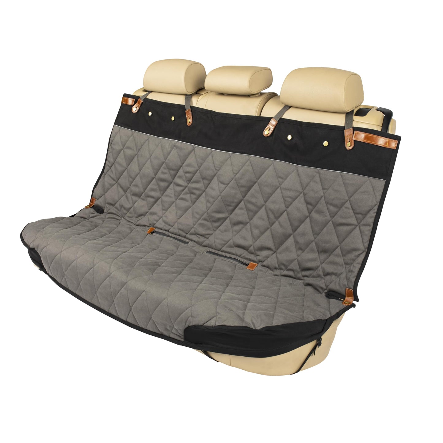 PetSafe Happy Ride Quilted Dog Car Seat Cover, Hammock, Black | Dog Hammock Seat Cover for Car, Scratch-Resistant Quilted, 4 Adjustable Headrest Straps, Nonslip Backing, Machine Washable