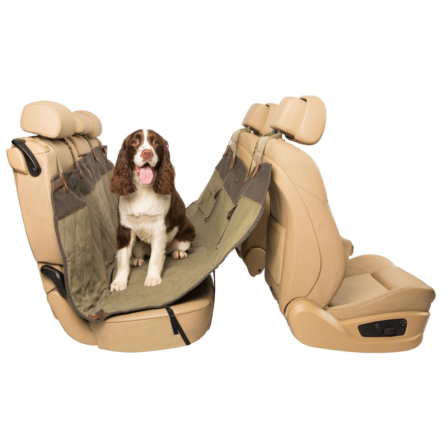PetSafe Happy Ride Quilted Dog Car Seat Cover, Hammock, Black | Dog Hammock Seat Cover for Car, Scratch-Resistant Quilted, 4 Adjustable Headrest Straps, Nonslip Backing, Machine Washable