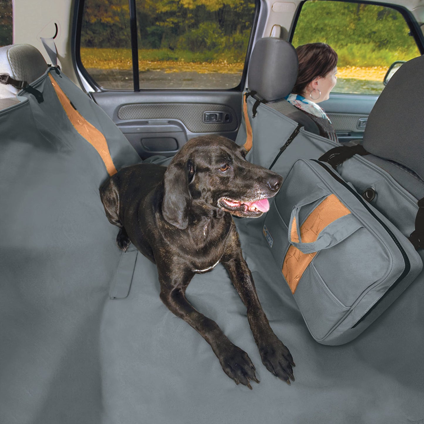 Kurgo Rover Hammock Seat Cover, Black, 55" Wide | Protects Seats from Muddy Paws & Pet Hair, Water & Stain Resistant, Secure Fit, Passenger-Friendly Opening, For Cars & SUVs