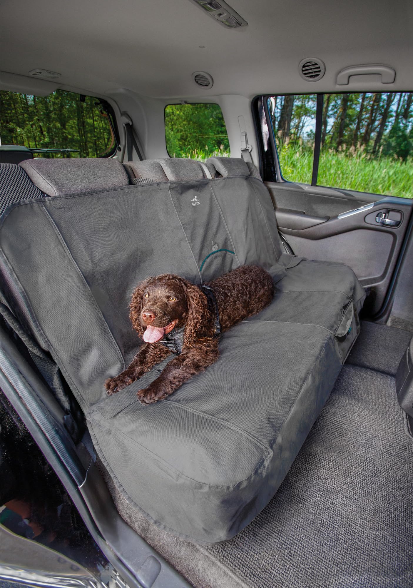 Kurgo Rover Hammock Seat Cover, Black, 55" Wide | Protects Seats from Muddy Paws & Pet Hair, Water & Stain Resistant, Secure Fit, Passenger-Friendly Opening, For Cars & SUVs