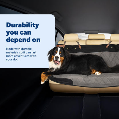 PetSafe Happy Ride Quilted Dog Car Seat Cover, Hammock, Black | Dog Hammock Seat Cover for Car, Scratch-Resistant Quilted, 4 Adjustable Headrest Straps, Nonslip Backing, Machine Washable