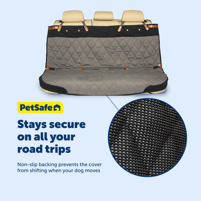 PetSafe Happy Ride Quilted Dog Car Seat Cover, Hammock, Black | Dog Hammock Seat Cover for Car, Scratch-Resistant Quilted, 4 Adjustable Headrest Straps, Nonslip Backing, Machine Washable