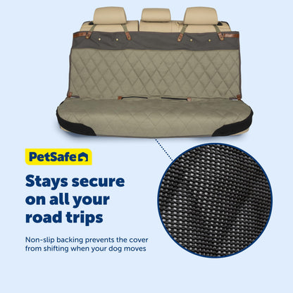 PetSafe Happy Ride Quilted Dog Car Seat Cover, Hammock, Black | Dog Hammock Seat Cover for Car, Scratch-Resistant Quilted, 4 Adjustable Headrest Straps, Nonslip Backing, Machine Washable