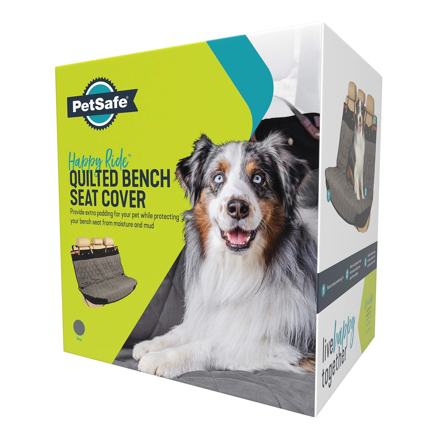 PetSafe Happy Ride Quilted Dog Car Seat Cover, Hammock, Black | Dog Hammock Seat Cover for Car, Scratch-Resistant Quilted, 4 Adjustable Headrest Straps, Nonslip Backing, Machine Washable