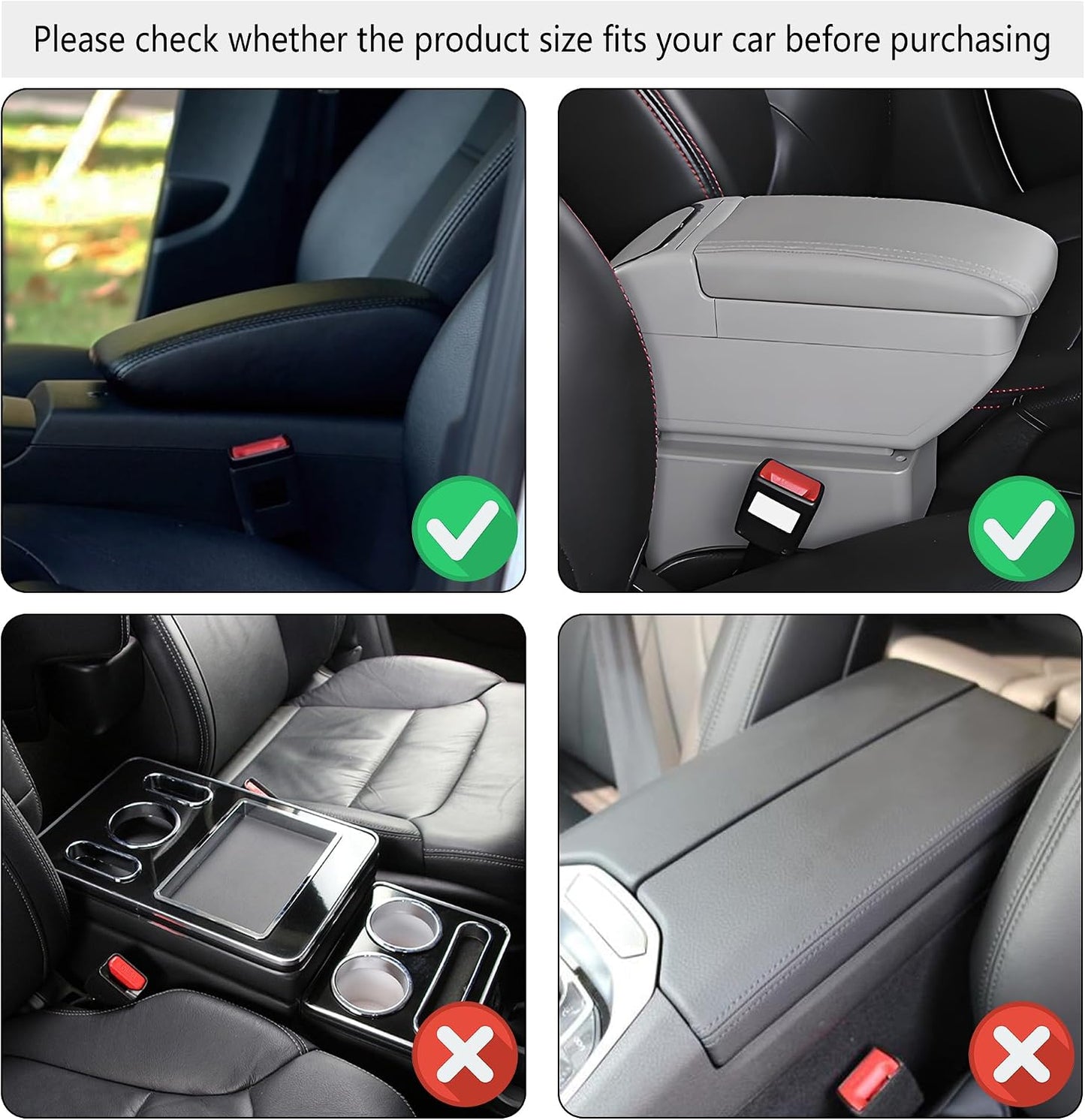 Stacool Upgraded Car Center Console Cover,Microfiber Leather Car Armrest Cover Cushion with 2 Storage Bags,Universal Car Armrest Storage Box (Black)