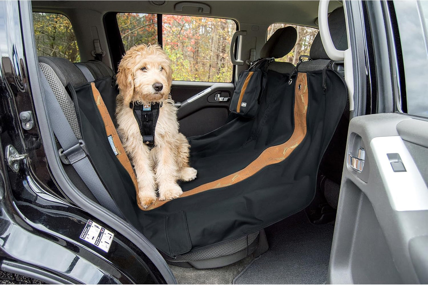 Kurgo Rover Hammock Seat Cover, Black, 55" Wide | Protects Seats from Muddy Paws & Pet Hair, Water & Stain Resistant, Secure Fit, Passenger-Friendly Opening, For Cars & SUVs