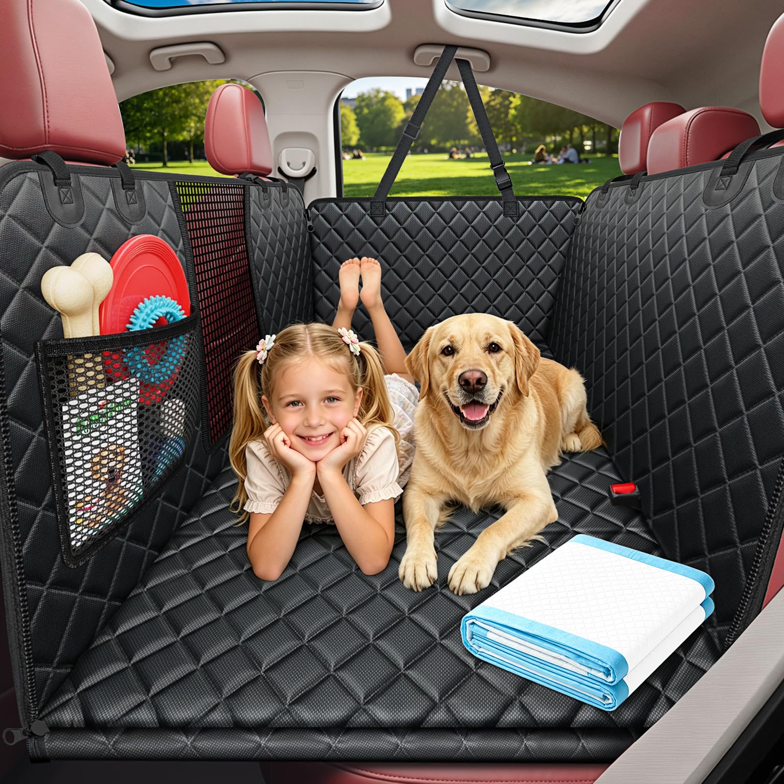 URPOWER Dog Car Seat Cover for Pets 100% Waterproof Seat Cover Hammock 600D Heavy Duty Scratch Proof Nonslip Durable Soft Back Seat Covers for Cars and SUVs