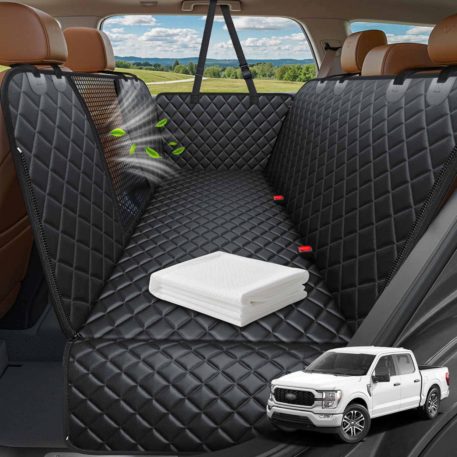 URPOWER Dog Car Seat Cover for Pets 100% Waterproof Seat Cover Hammock 600D Heavy Duty Scratch Proof Nonslip Durable Soft Back Seat Covers for Cars and SUVs
