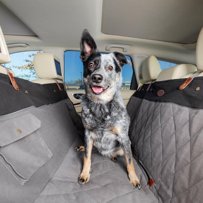 PetSafe Happy Ride Quilted Dog Car Seat Cover, Hammock, Black | Dog Hammock Seat Cover for Car, Scratch-Resistant Quilted, 4 Adjustable Headrest Straps, Nonslip Backing, Machine Washable
