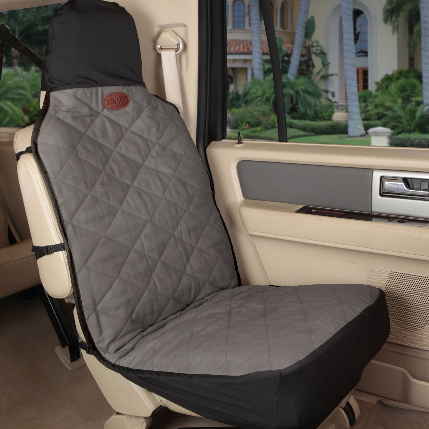 PetSafe Happy Ride Quilted Dog Car Seat Cover, Hammock, Black | Dog Hammock Seat Cover for Car, Scratch-Resistant Quilted, 4 Adjustable Headrest Straps, Nonslip Backing, Machine Washable