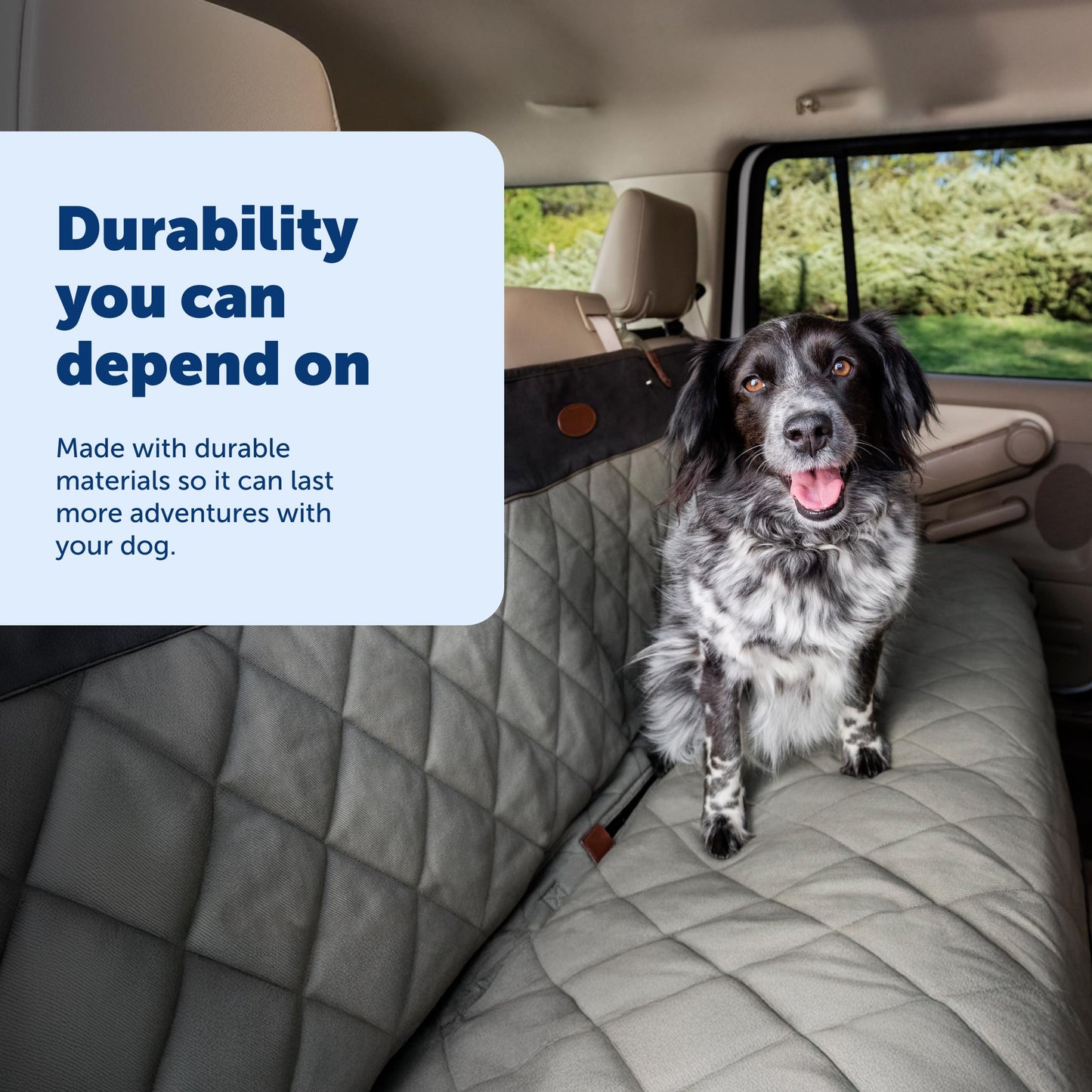 PetSafe Happy Ride Quilted Dog Car Seat Cover, Hammock, Black | Dog Hammock Seat Cover for Car, Scratch-Resistant Quilted, 4 Adjustable Headrest Straps, Nonslip Backing, Machine Washable