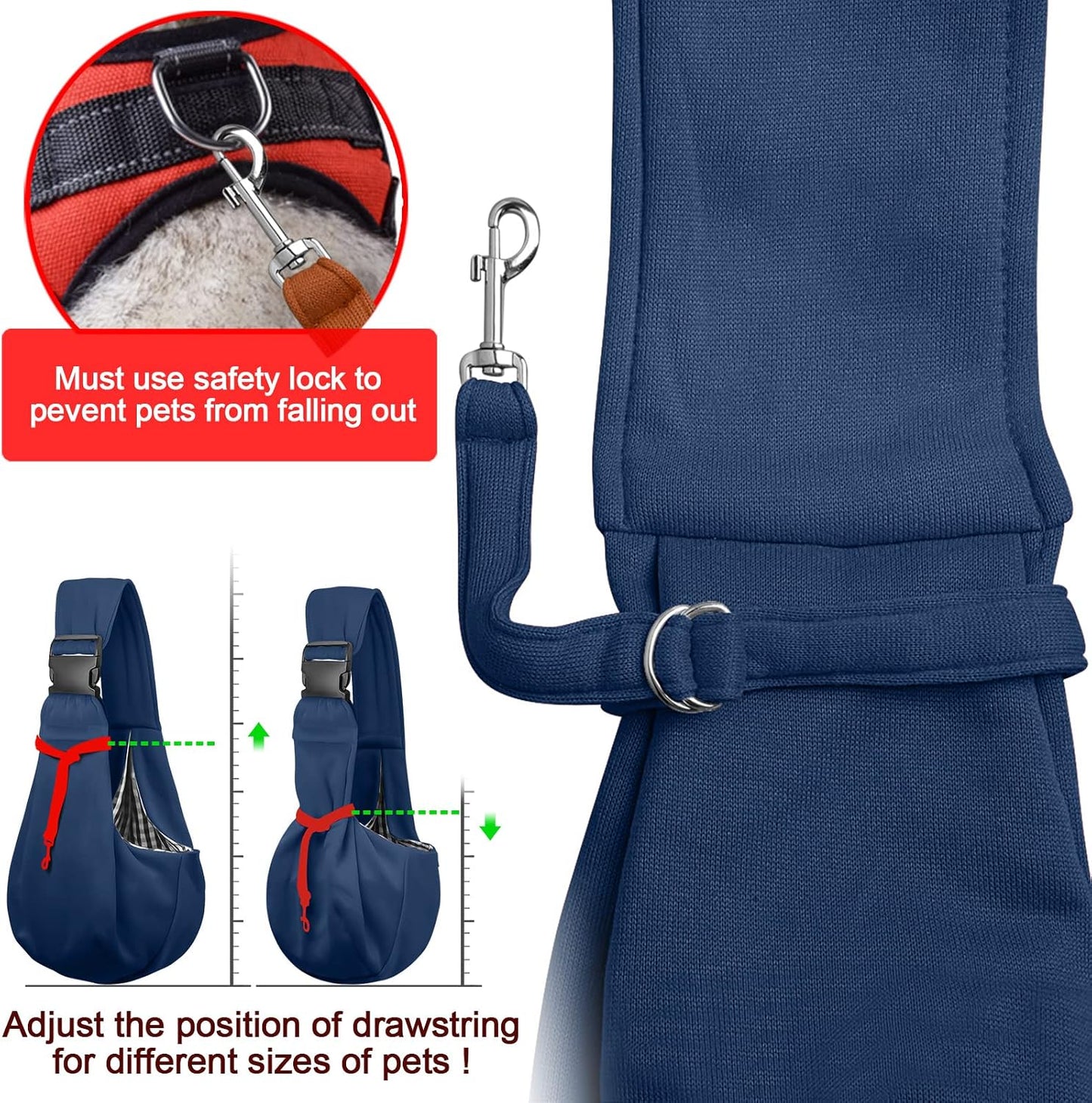 Tomkas Small Dog Sling Carrier - Classic Pocket & Classic Strap - Wrap Carrier - for 3-10 lbs Pets(Black)