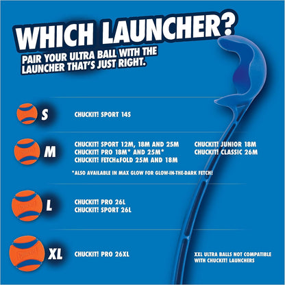 Chuckit! Classic 26M Dog Ball Launcher, 26" Long Handle Compatible with Medium (2.5") Balls, Pet Fetch Thrower Toys, For Dogs 20-60 Pounds, Made in USA, Comes with 1 Medium Ultra DogBall