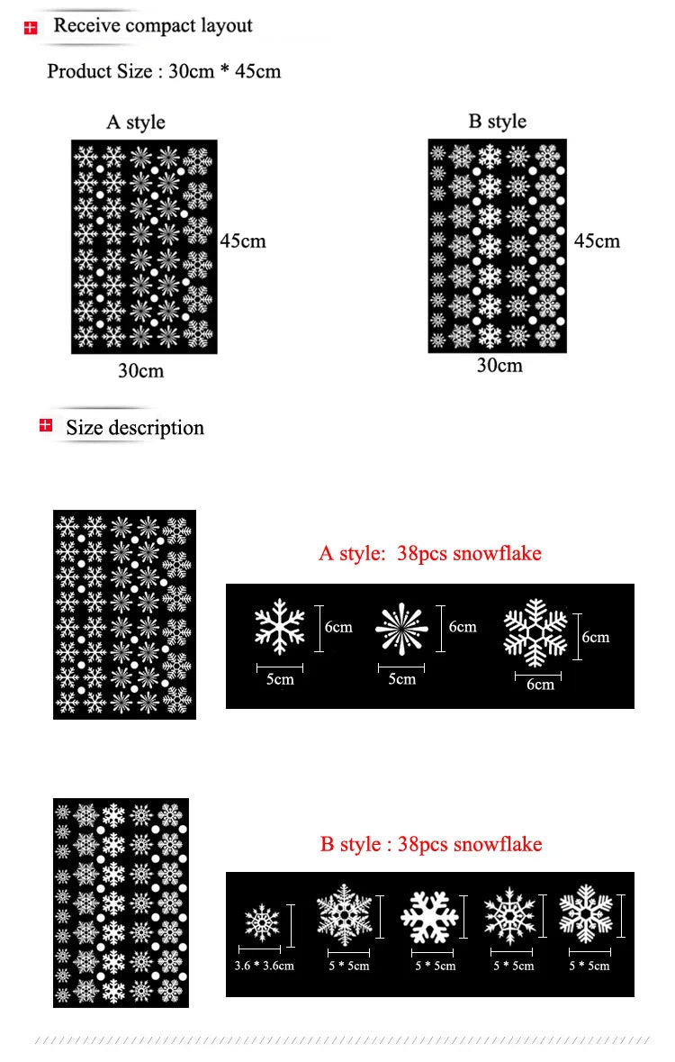 Snowflake Window Stickers 38pcs Christmas Decor