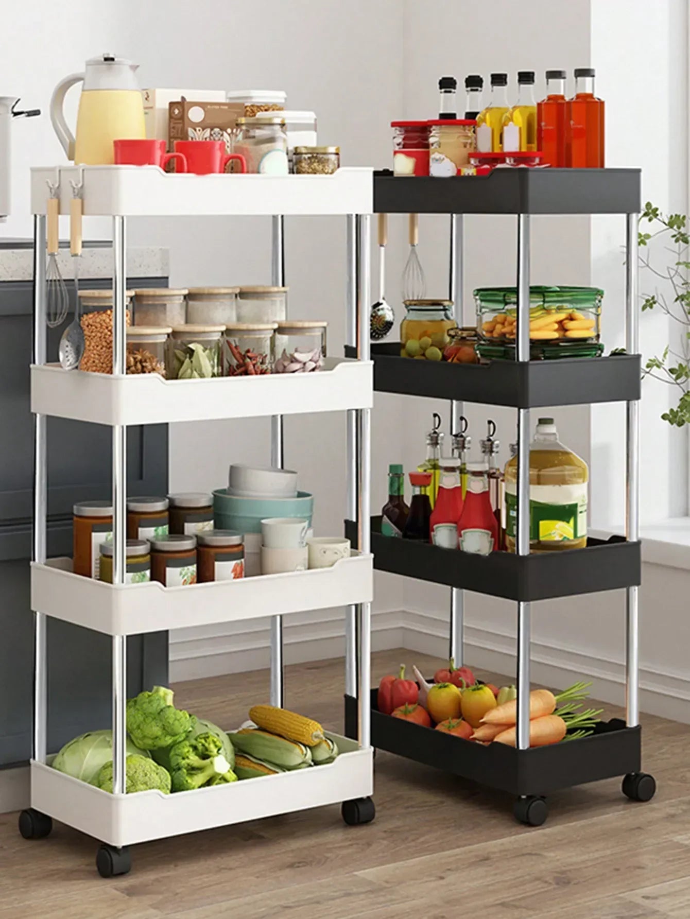 3/4-Tier Slim Rolling Storage Cart