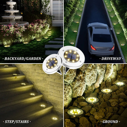 Solar Disk Garden Lights 8LED Waterproof Outdoor