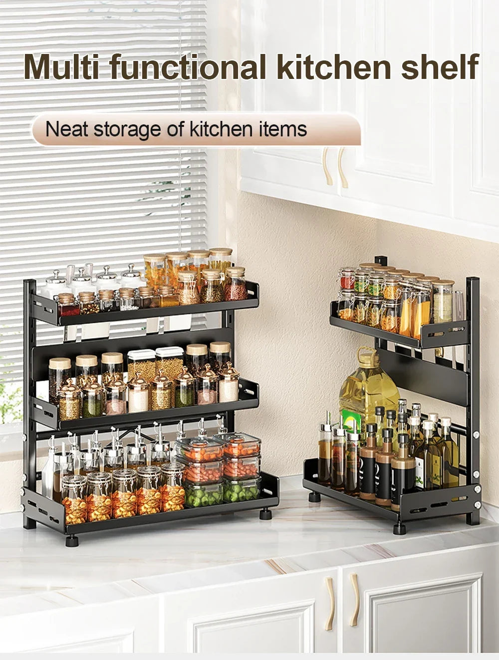3-Tier Adjustable Spice Storage Rack