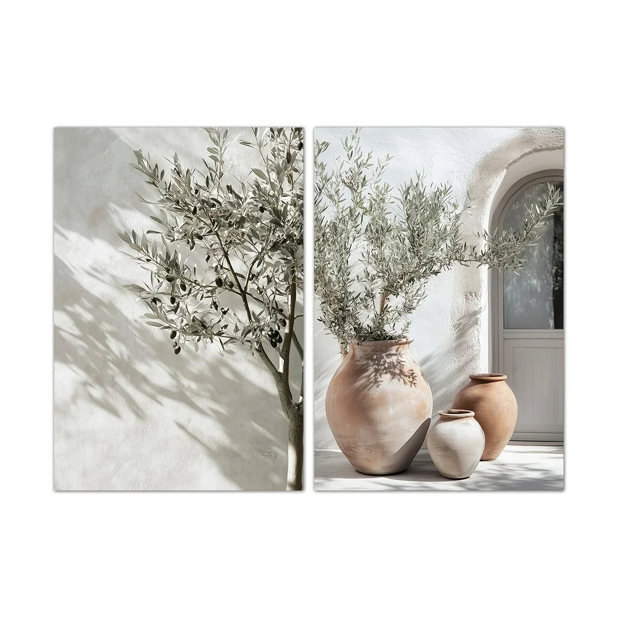 Olive Tree Shadow Vase Canvas Prints 2pcs