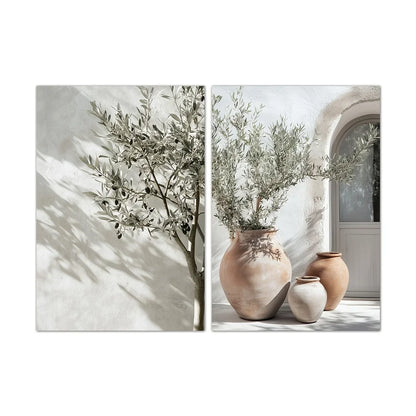 Olive Tree Shadow Vase Canvas Prints 2pcs