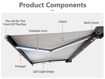 Electric Retractable Patio Awning with LED