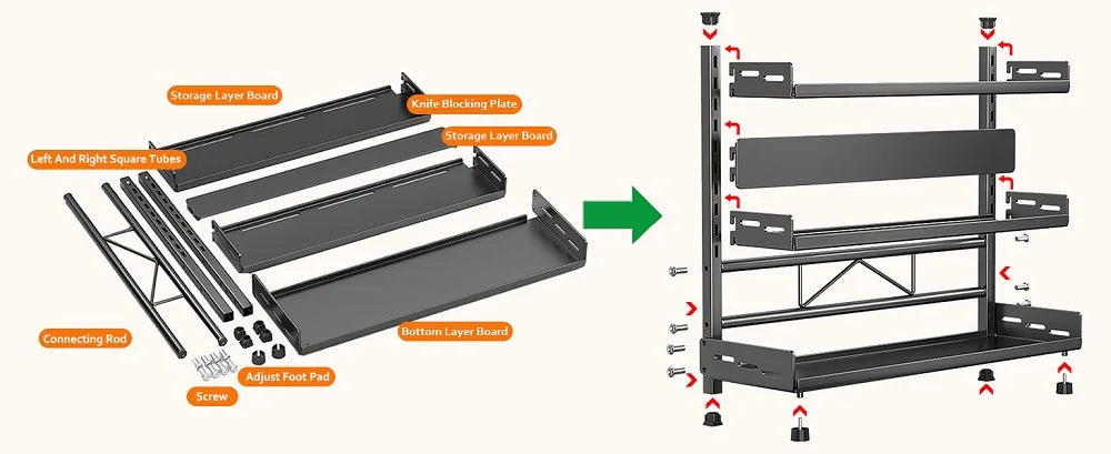 3-Tier Adjustable Spice Storage Rack