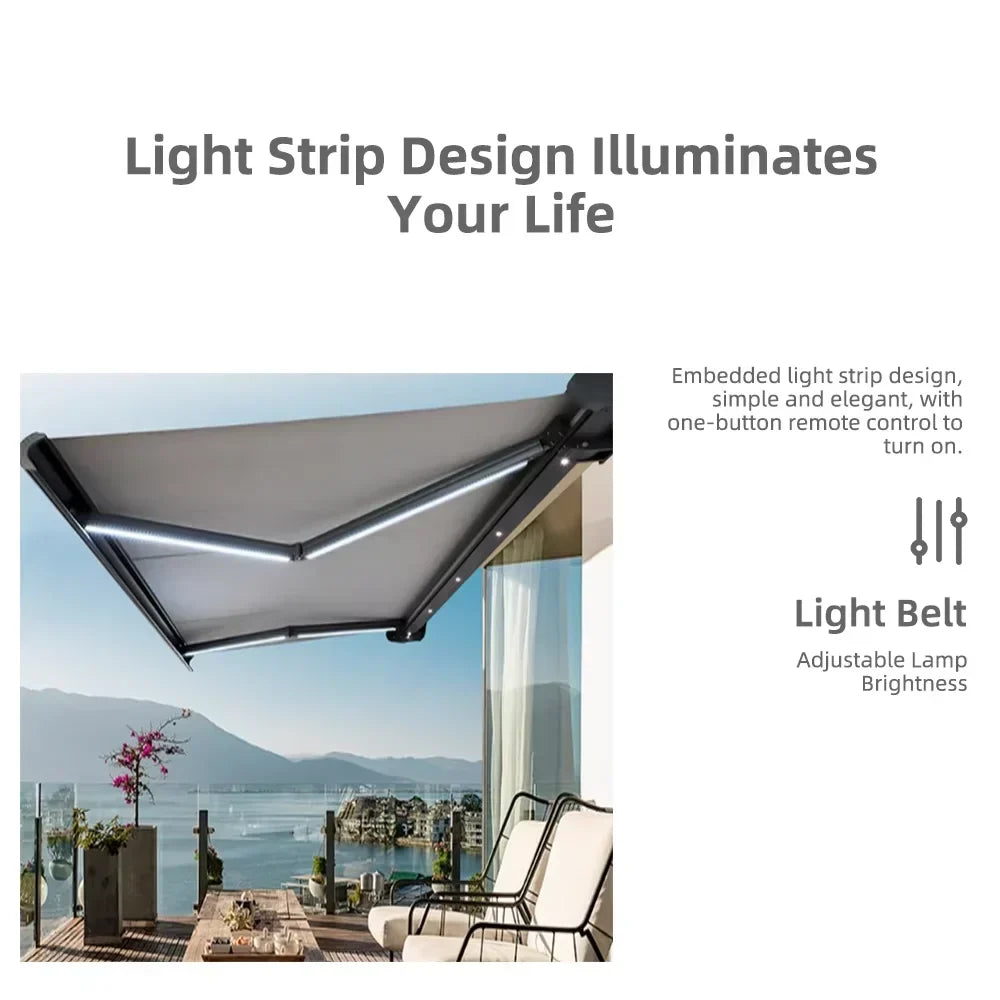 Electric Retractable Patio Awning with LED