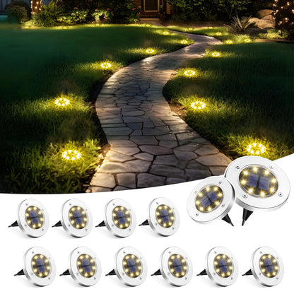 Solar Disk Garden Lights 8LED Waterproof Outdoor