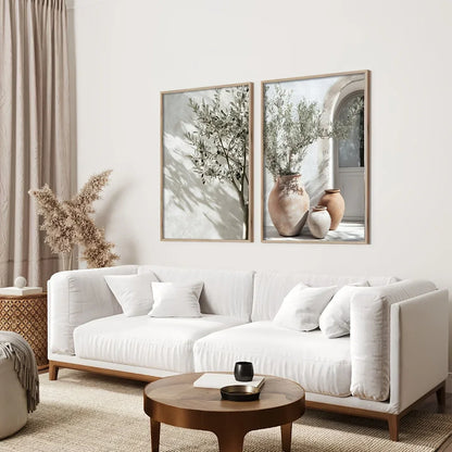 Olive Tree Shadow Vase Canvas Prints 2pcs