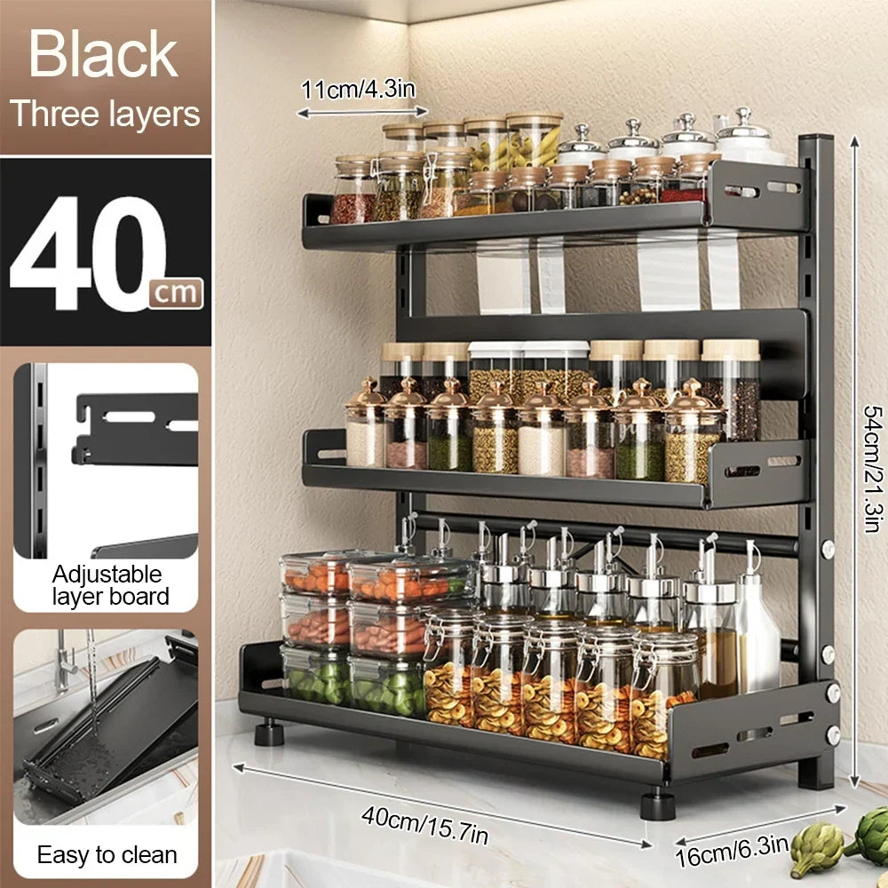 3-Tier Adjustable Spice Storage Rack