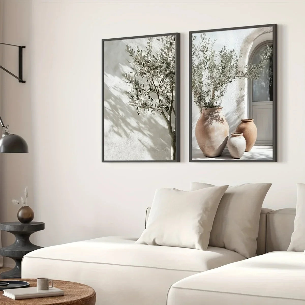 Olive Tree Shadow Vase Canvas Prints 2pcs