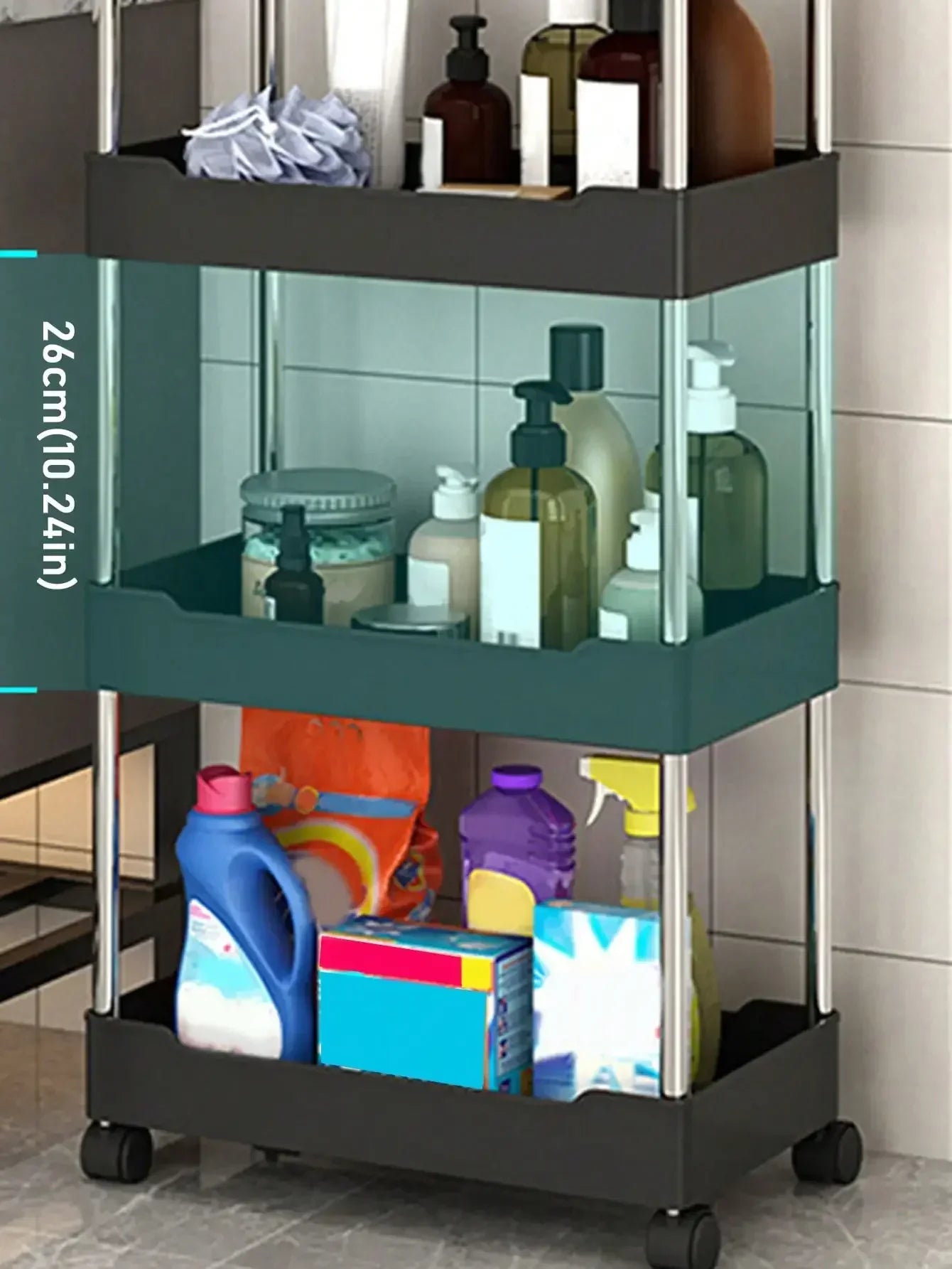 3/4-Tier Slim Rolling Storage Cart