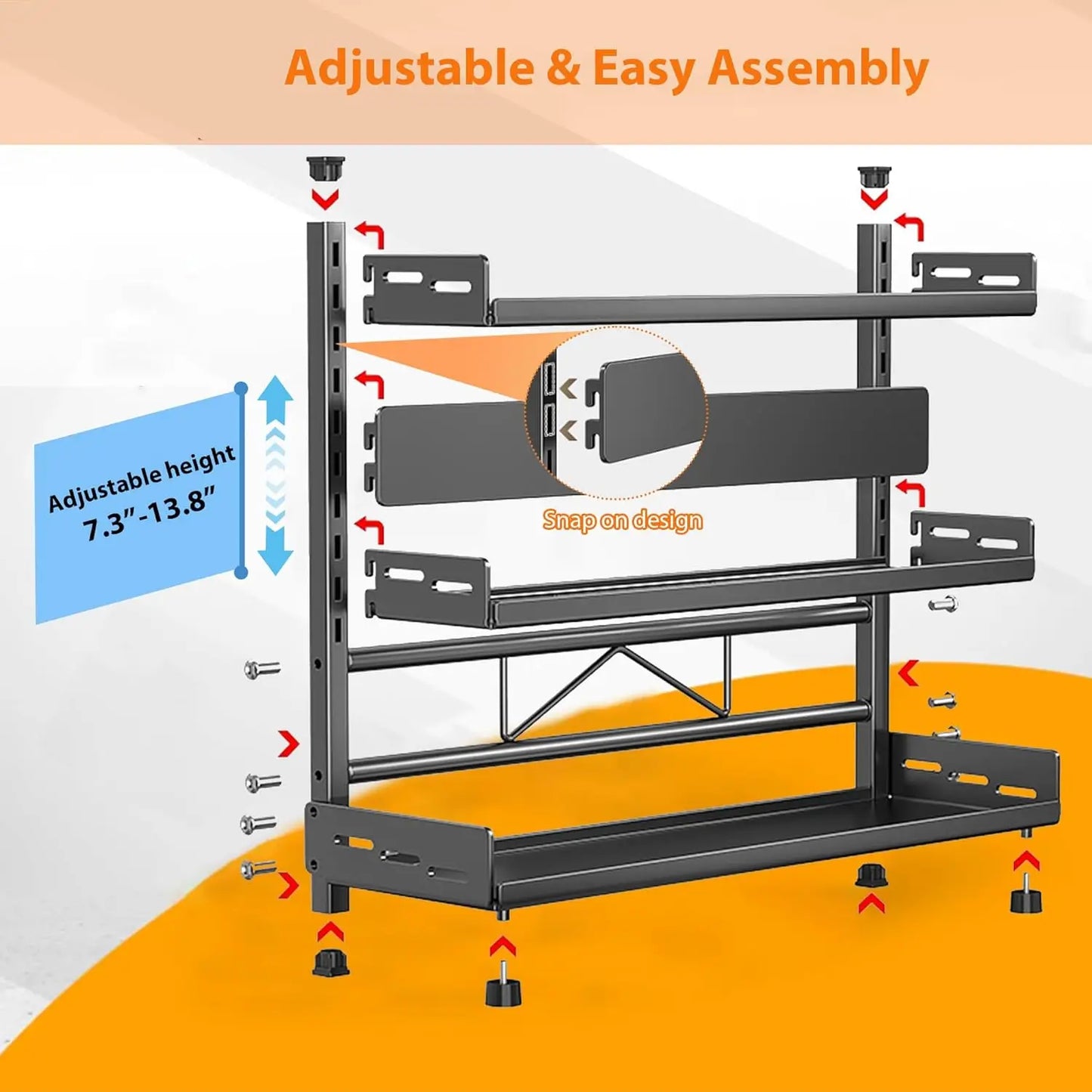 3-Tier Adjustable Spice Storage Rack