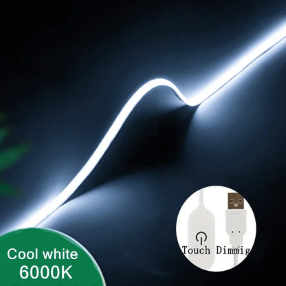 Touch Dimmable 5V USB COB LED Strip Light 5m